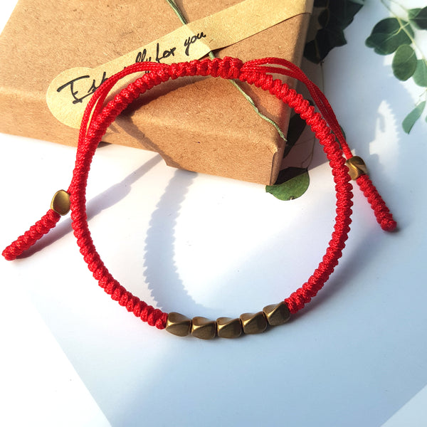 Red Couple Lucky Handmade Knots Thread Bracelet Tibetan Woven Amulet Braided Cord Bracelets & Bangles For Women Men