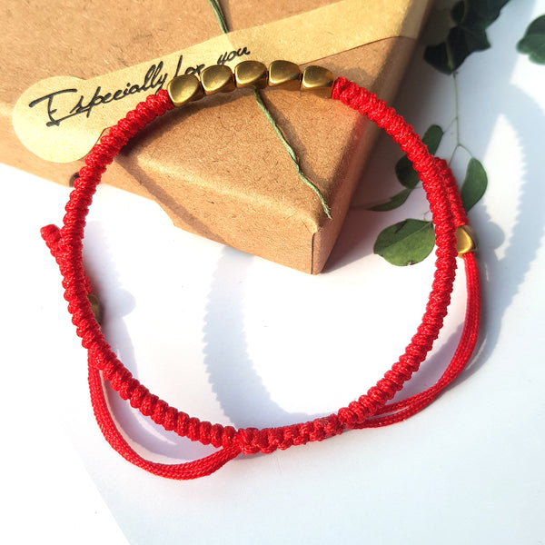 Red Couple Lucky Handmade Knots Thread Bracelet Tibetan Woven Amulet Braided Cord Bracelets & Bangles For Women Men