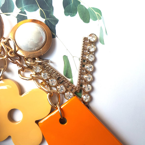Bag Jewelry Horn Horn Accessories for Bags with Trendy Design and Luxury Unique Flower Orange