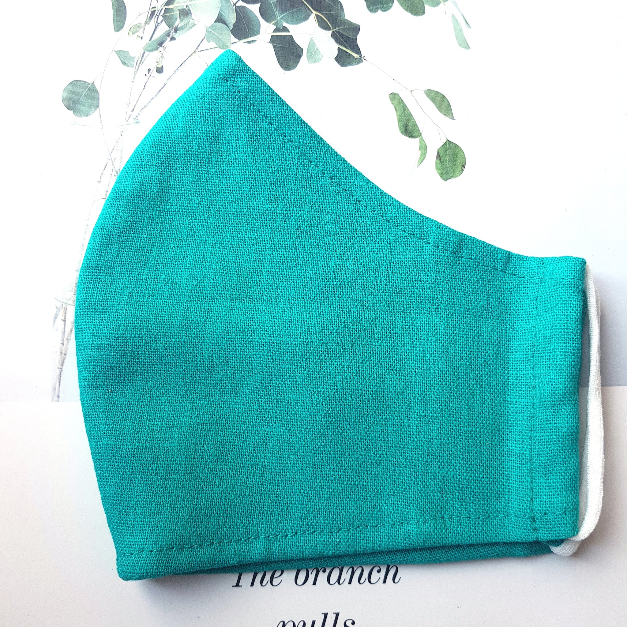 Handmade Embroidery Fabric Face Mask Blue with Filter Pocket (for Adults) Reusable