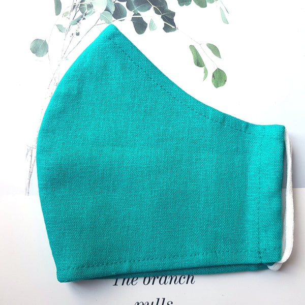Handmade Embroidery Fabric Face Mask Blue with Filter Pocket (for Adults) Reusable