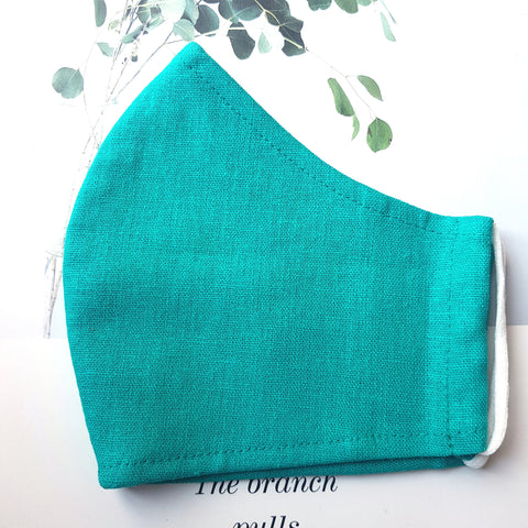 Handmade Embroidery Fabric Face Mask Blue with Filter Pocket (for Adults) Reusable