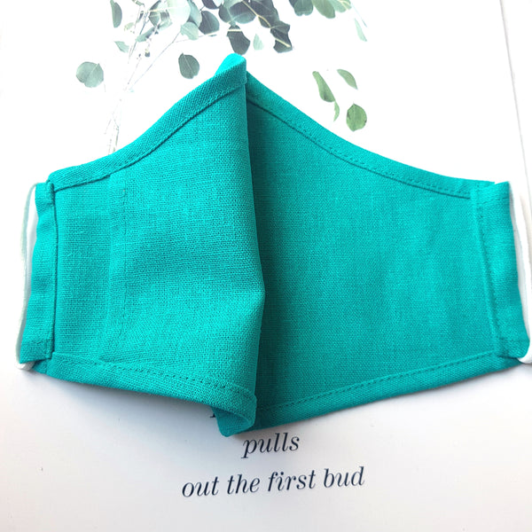 Handmade Embroidery Fabric Face Mask Blue with Filter Pocket (for Adults) Reusable