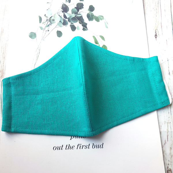 Handmade Embroidery Fabric Face Mask Blue with Filter Pocket (for Adults) Reusable
