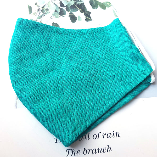 Handmade Embroidery Fabric Face Mask Blue with Filter Pocket (for Adults) Reusable