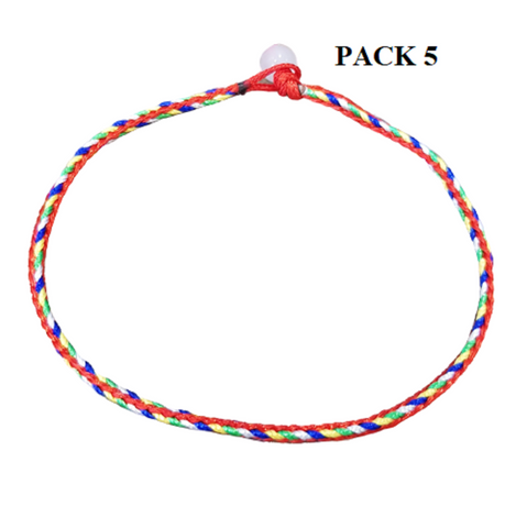 Pack 5! Original Mix Multicolor Tibetan Handmade Bracelet for Men and Women Gift Box Friendship and Couple String Thread Amulet Lucky and Peace Handmade