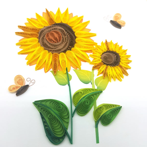 Quilling Card 3D Sun Flower Unique Dedicated Paper Handmade Art