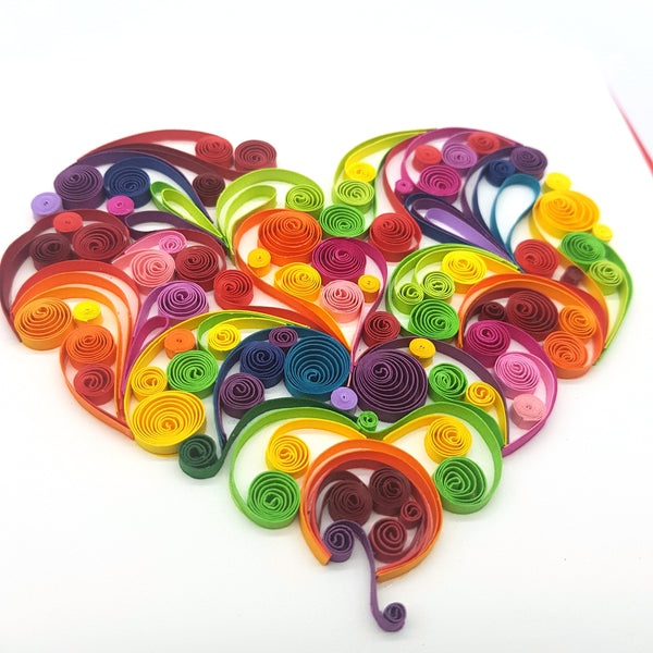 Quilling Card 3D Love Color Heart Unique Dedicated Paper Handmade Art