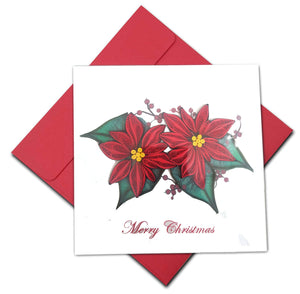 Quilling Card 3D Xmas Flower Quilled Happy Birthday Paper Handmade
