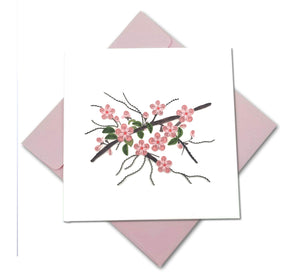 Quilling Card 3D Cherry Bloom Unique Dedicated Paper Handmade Art