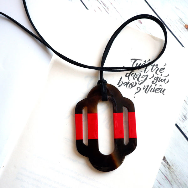 Handmade Natural Horn and Lacquer Black and Red Luxury and Unique