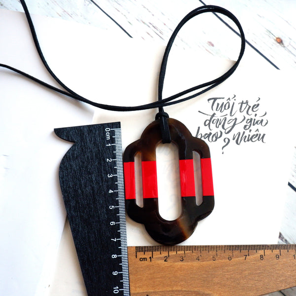Handmade Natural Horn and Lacquer Black and Red Luxury and Unique