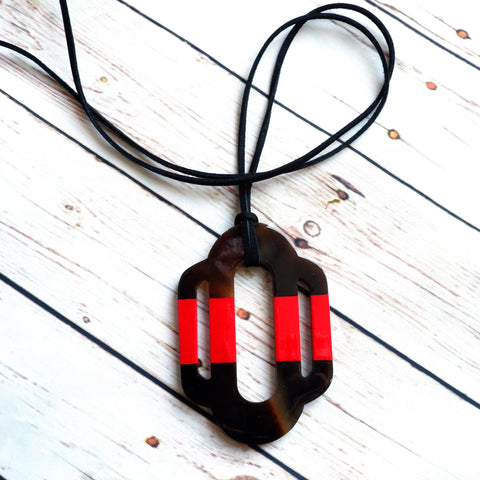 Handmade Natural Horn and Lacquer Black and Red Luxury and Unique