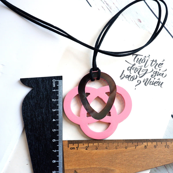 Handmade Natural Horn and Lacquer Brown and Pink Luxury and Unique
