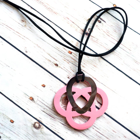 Handmade Natural Horn and Lacquer Brown and Pink Luxury and Unique