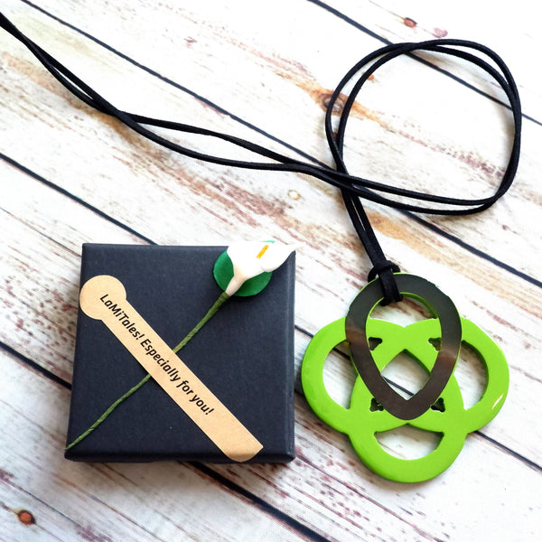 Handmade Natural Horn and Lacquer Black and Greenl Luxury and Unique