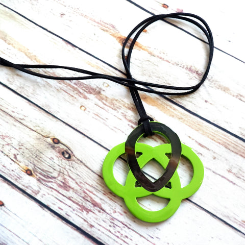 Handmade Natural Horn and Lacquer Black and Greenl Luxury and Unique