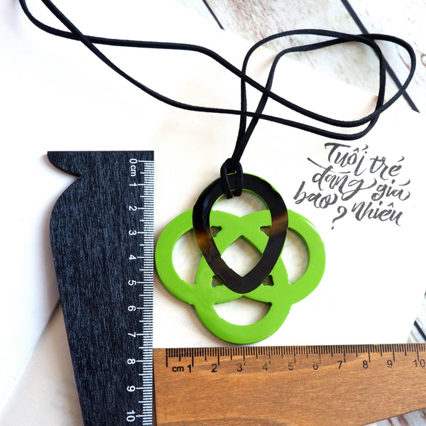 Handmade Natural Horn and Lacquer Black and Greenl Luxury and Unique