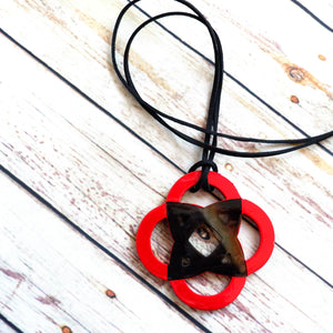 Handmade Natural Horn and Lacquer Brown and Red Luxury and Unique