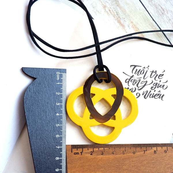 Handmade Natural Horn and Lacquer Brown and Yellow Luxury and Unique