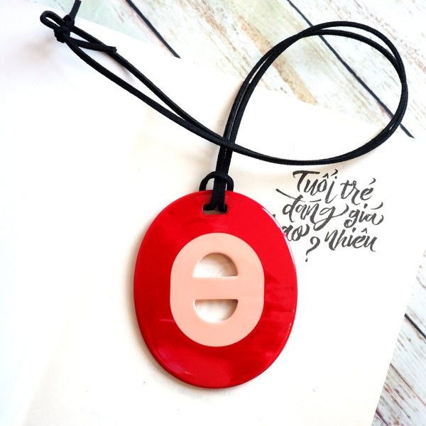 Handmade Natural Horn and Lacquer Red and Nude Luxury and Unique