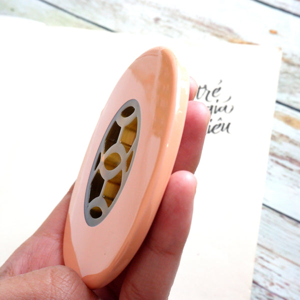 Handmade Natural Horn and Lacquer Light Pink and Brown Oval Luxury and Unique