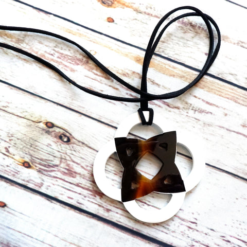 Handmade Natural Horn and Lacquer Black and White Luxury and Unique