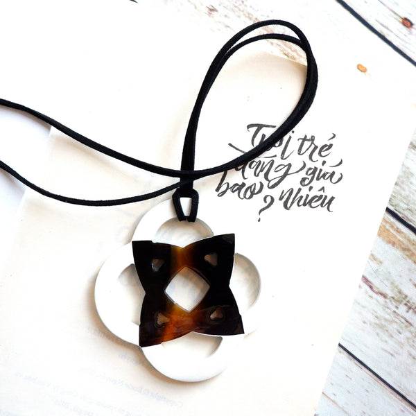 Handmade Natural Horn and Lacquer Black and White Luxury and Unique