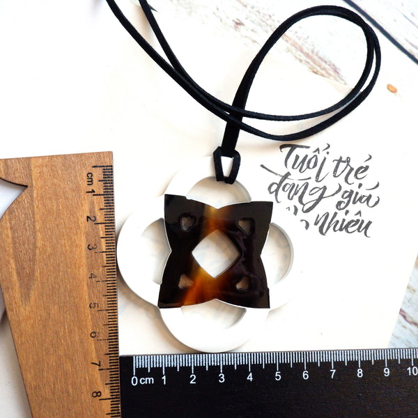 Handmade Natural Horn and Lacquer Black and White Luxury and Unique