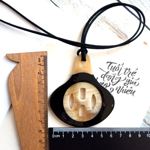 Handmade Natural Horn and Lacquer Black and Brown Ellipse Luxury and Unique