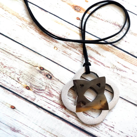 Handmade Natural Horn and Lacquer Gray and Brown-black Luxury and Unique