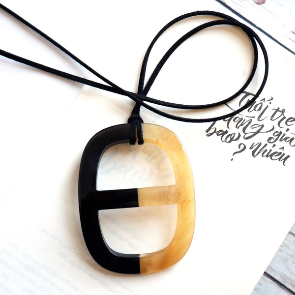 Handmade Natural Horn and Lacquer Black and Golden Brown Luxury and Unique