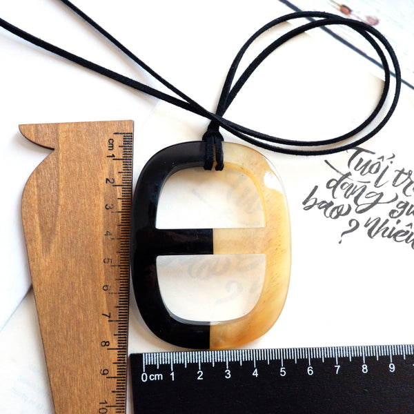 Handmade Natural Horn and Lacquer Black and Golden Brown Luxury and Unique