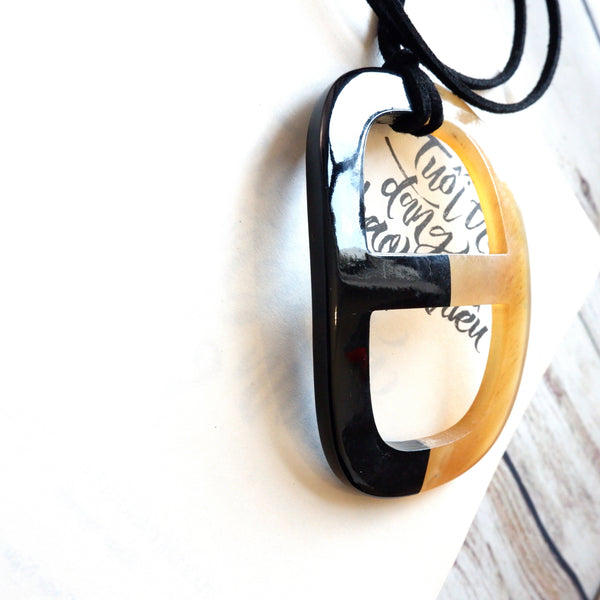 Handmade Natural Horn and Lacquer Black and Golden Brown Luxury and Unique