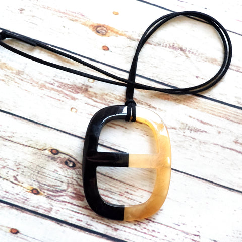 Handmade Natural Horn and Lacquer Black and Golden Brown Luxury and Unique