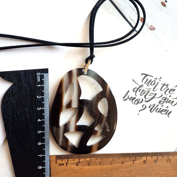 Handmade Natural Horn and Lacquer Black and Light Brown Luxury and Unique