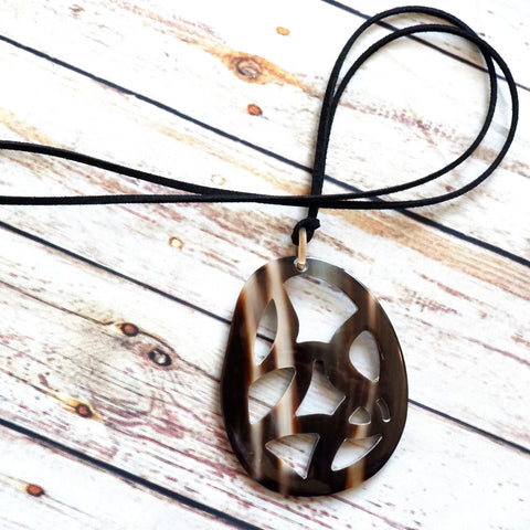 Handmade Natural Horn and Lacquer Black and Light Brown Luxury and Unique