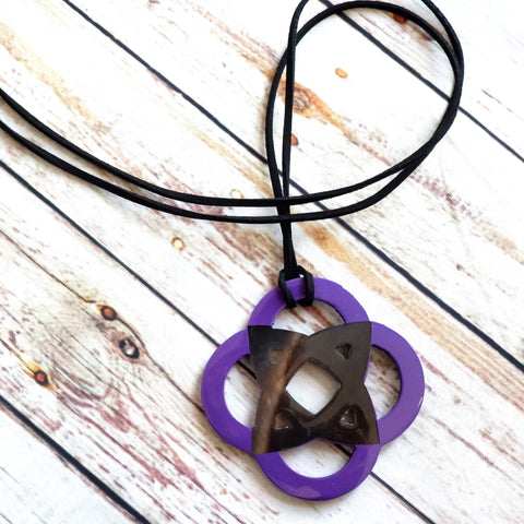 Handmade Natural Horn and Lacquer Purple and Black Luxury and Unique