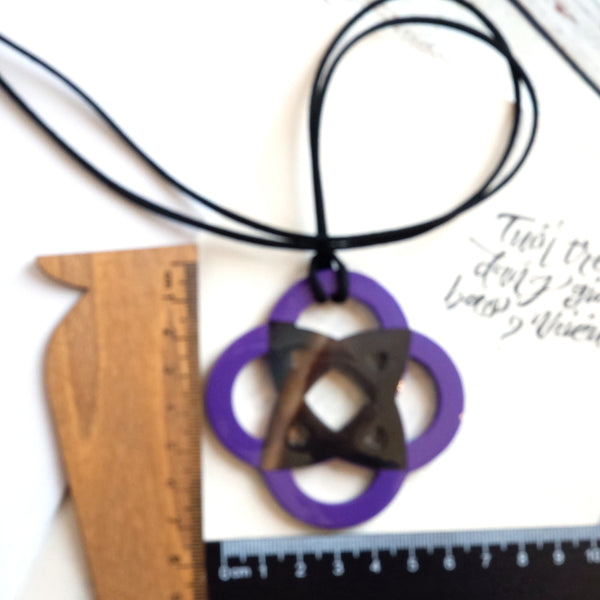Handmade Natural Horn and Lacquer Purple and Black Luxury and Unique