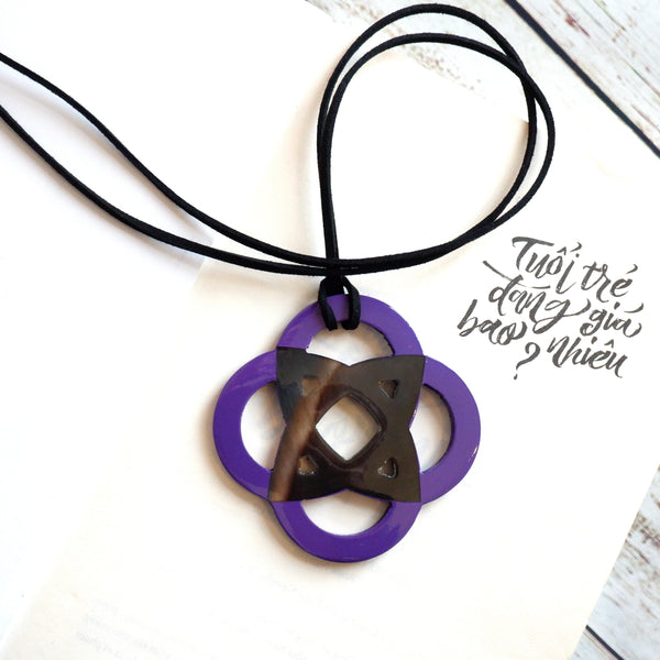 Handmade Natural Horn and Lacquer Purple and Black Luxury and Unique