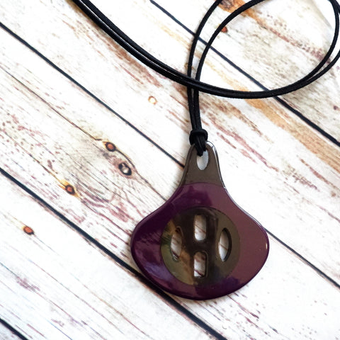 Handmade Natural Horn and Lacquer Dark Brown and Purple Luxury and Unique