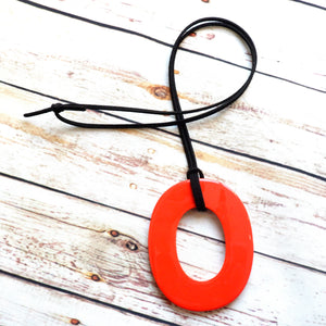 Handmade Natural Horn and Lacquer Red Oval Luxury and Unique