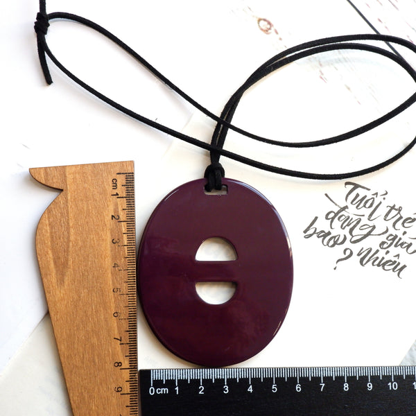 Handmade Natural Horn and Lacquer Dark Purple Oval Luxury and Unique