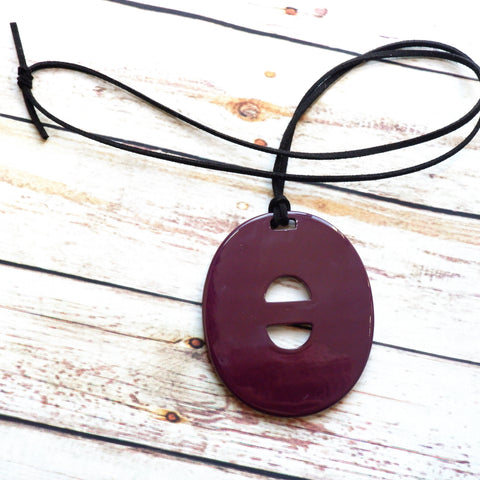 Handmade Natural Horn and Lacquer Dark Purple Oval Luxury and Unique