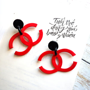 Buffalo Horn Disc Earrings Jewelry Handcraft Boho and Ethnic Earrings X-shaped Scarlet