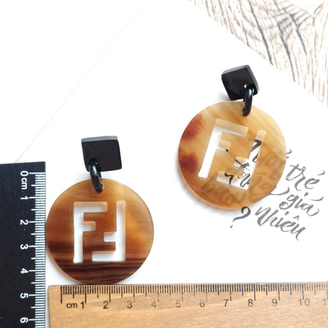 Buffalo Horn Disc Earrings Jewelry Handcraft Boho and Ethnic Earrings Round Brown