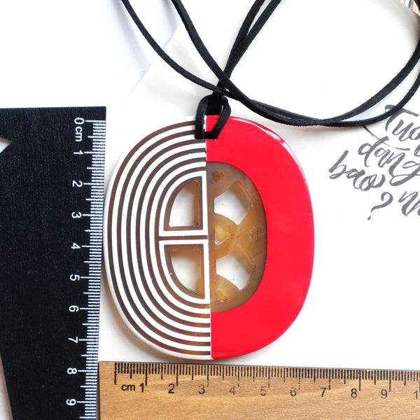 Handmade Natural Horn and Lacquer Red and White Border Luxury and Unique