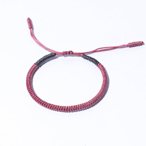 Pink Couple Lucky Handmade Knots Thread Bracelet Tibetan Woven Amulet Braided Cord Bracelets & Bangles For Women Men