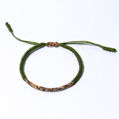 Green Couple Lucky Handmade Knots Thread Bracelet Tibetan Woven Amulet Braided Cord Bracelets & Bangles For Women Men