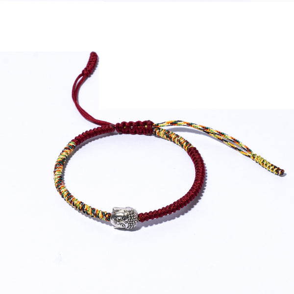Dark Red Couple Lucky Handmade Knots Thread Bracelet Tibetan Woven Amulet Braided Cord Bracelets
